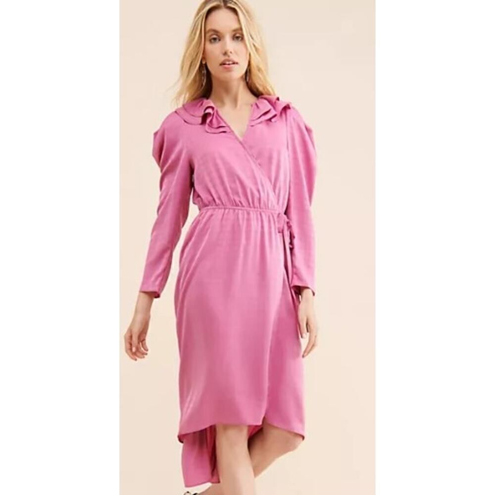 Anthropologie Current Air Puff Sleeve Wrap Dress Sz. L